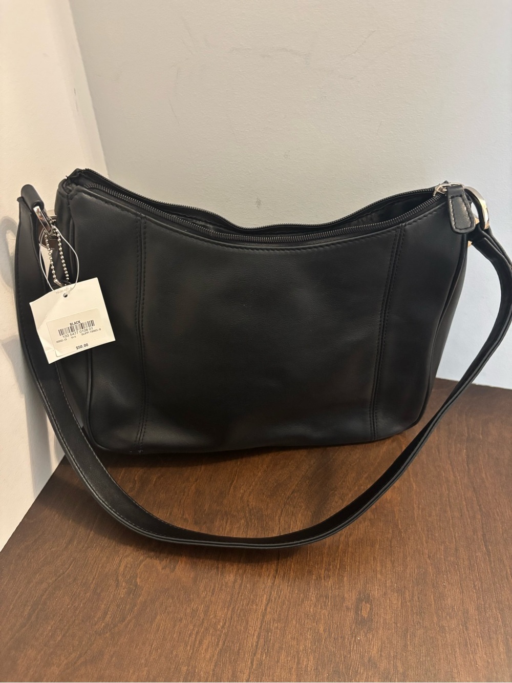 Worthington Black Leather Shoulder Bag - Sleek Everyday Carry